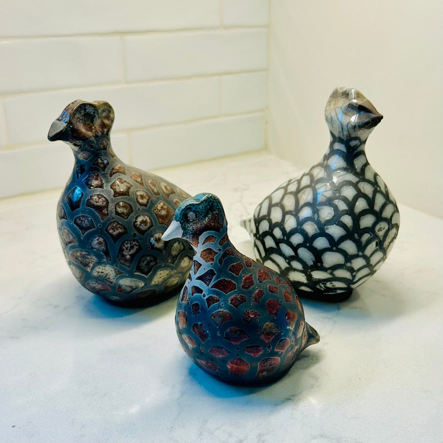 Glaze Raku Guinea Hens